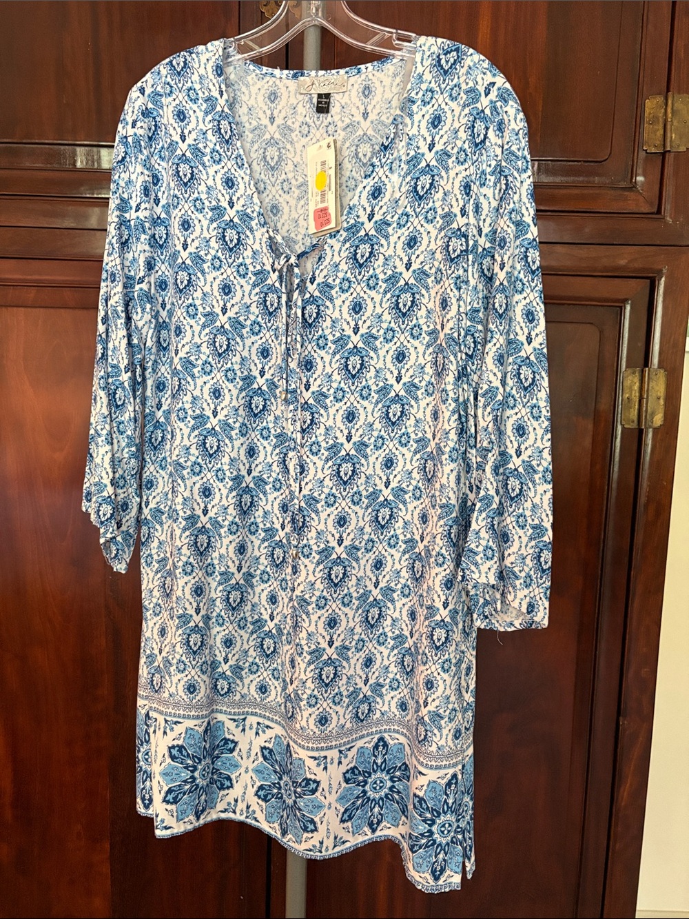 J valdi Blue Floral Tie-Neck Women's coverup